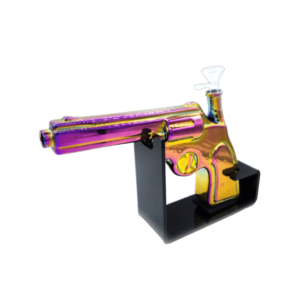 PG-RBW-002 - Get Lost Pistol Gun Glass Water Pipe (Rainbow) - Image 3