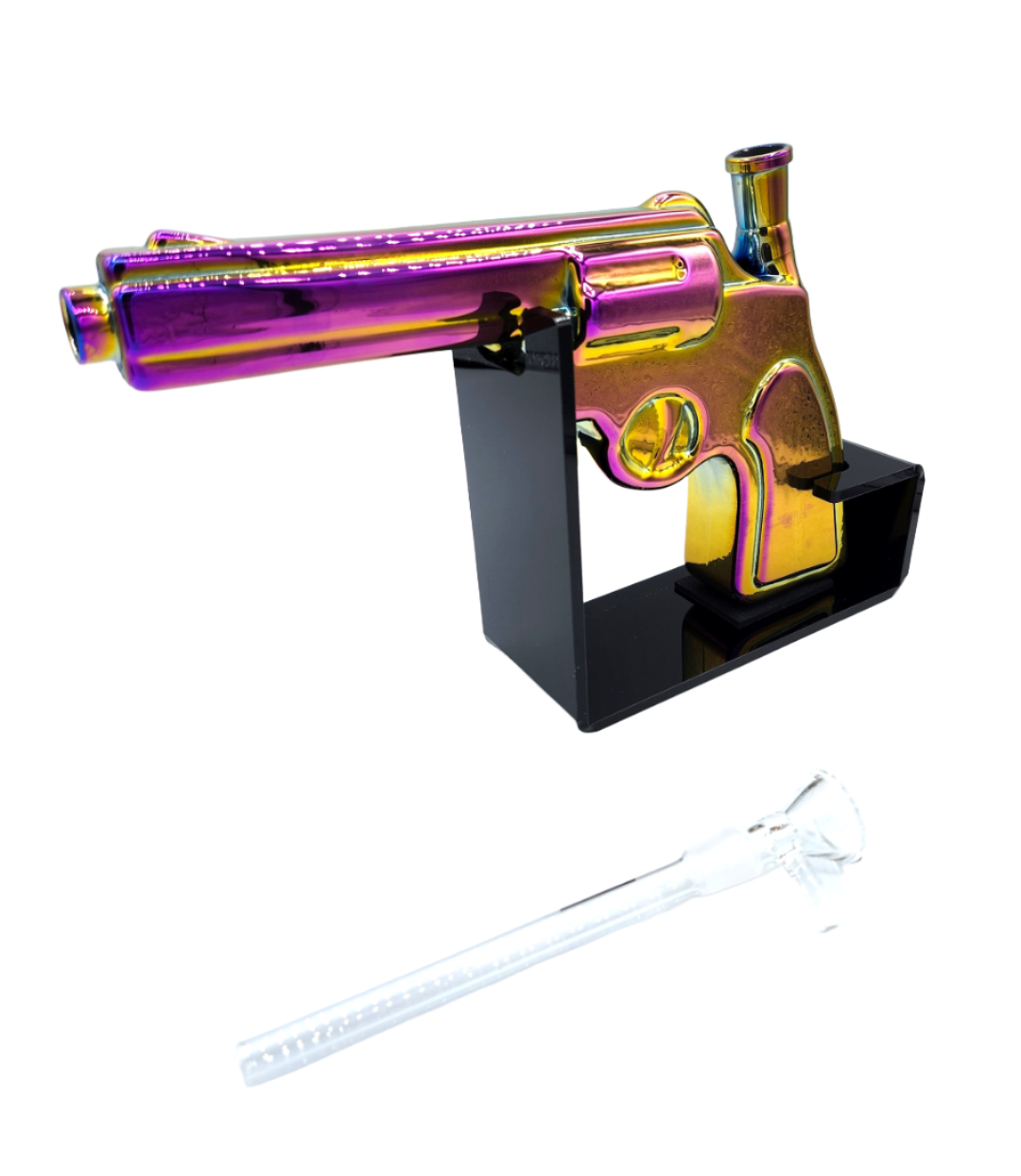 PG-RBW-002 – Get Lost Pistol Gun Glass Water Pipe (Rainbow)