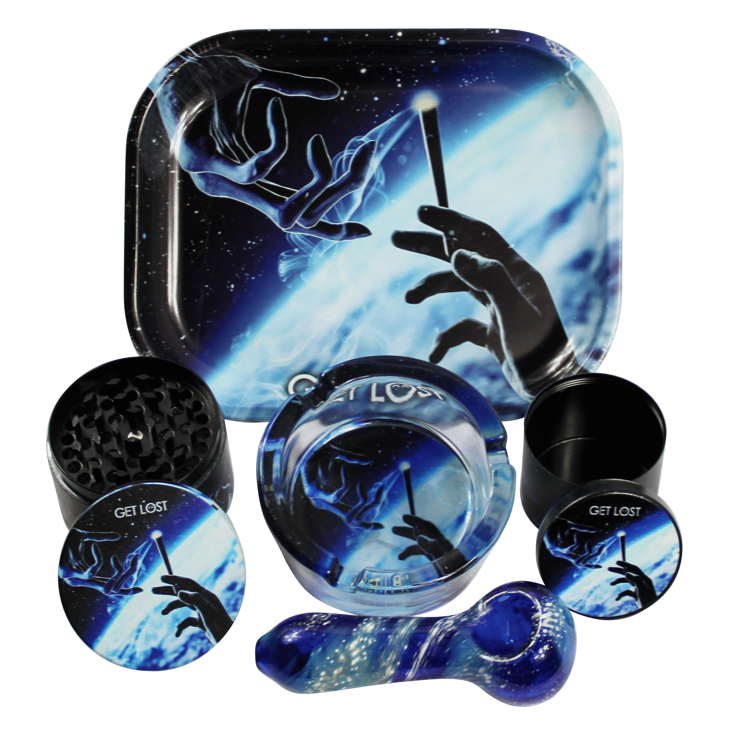 HP-GS-001 Get Lost Hand Pipe Gift Set – 5 in 1 (Alien Hands Smoking)