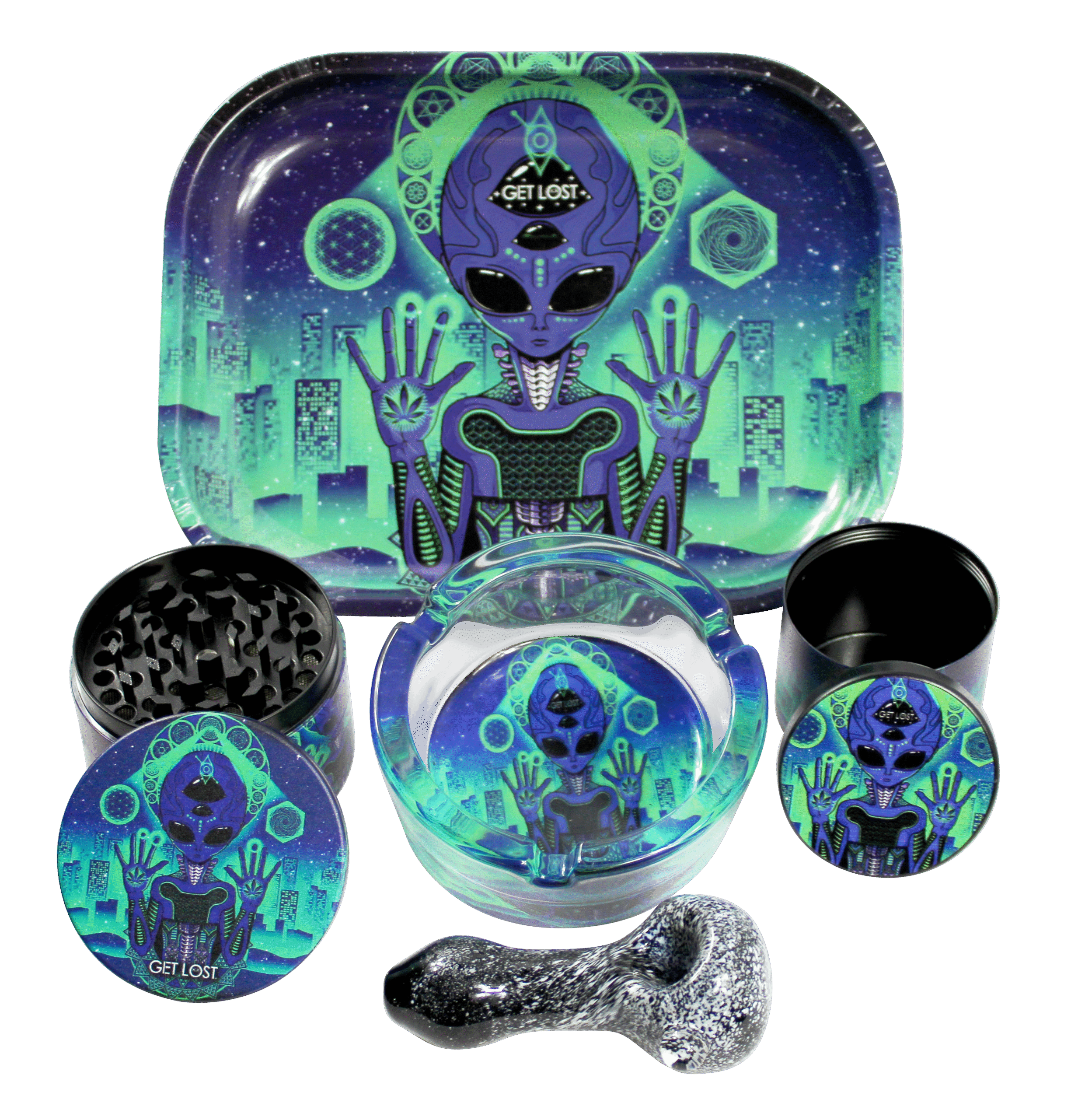 HP-GS-008 Get Lost Hand Pipe Gift Set – 5 in 1 (Purple Alien)