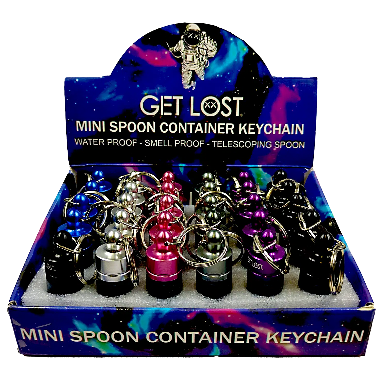 MSK-30PK-001 –  Get Lost Mini Spoon Glass Container (30 Count) Display