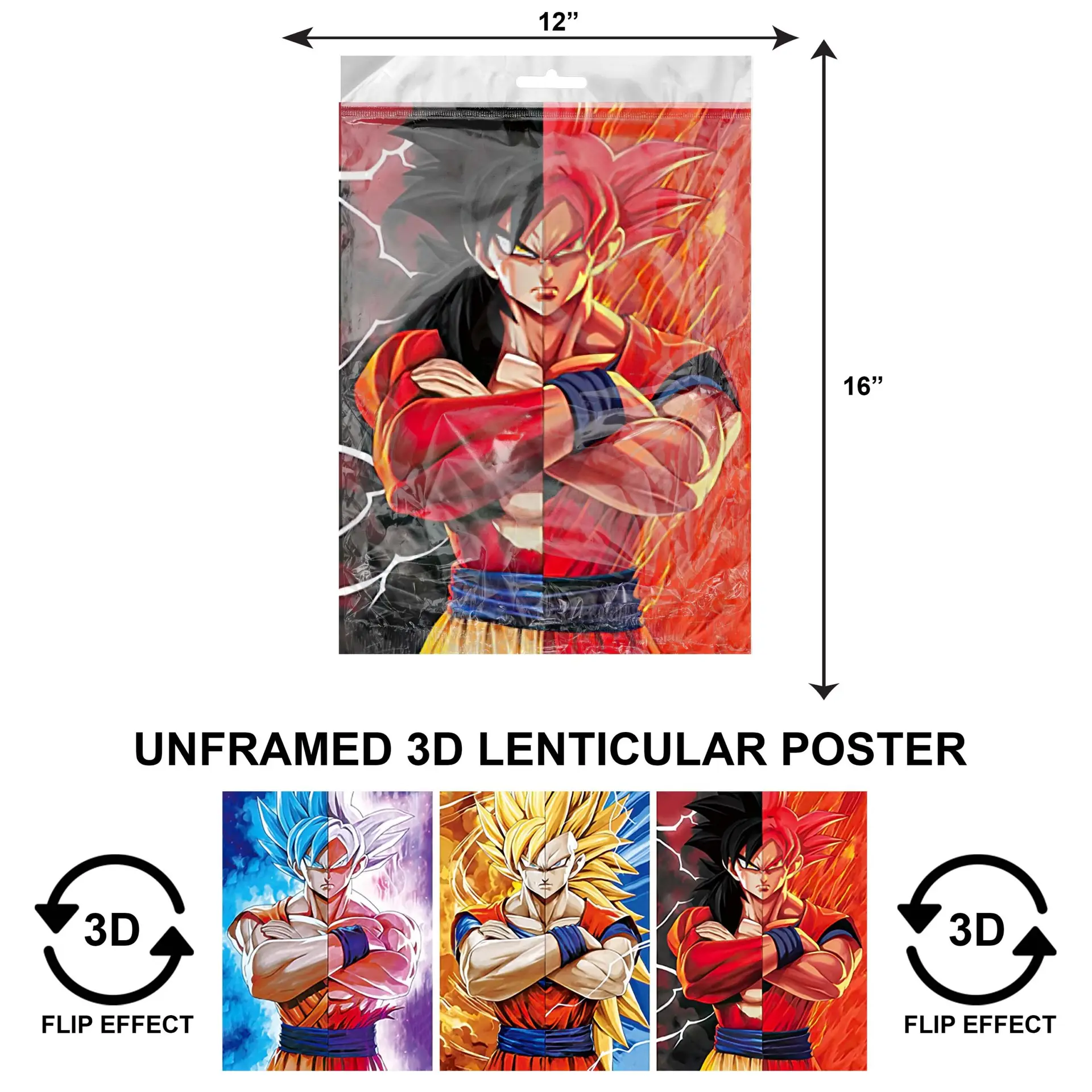 3DPNF-116 Anime – Dragon Ballz Goku Crossed Arms UnFramed Poster