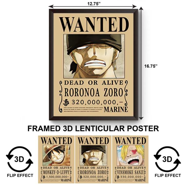 3DPWF-029 Anime - Wanted - Luffy, Zoro, Sanji
