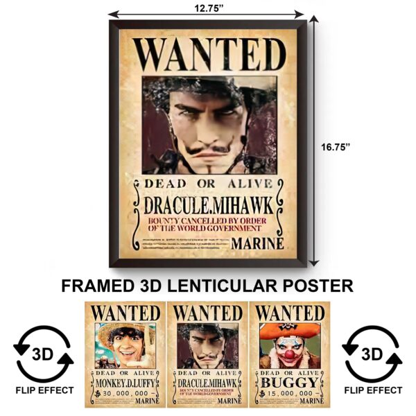 3DPWF-030 Anime - Wanted - Luffy, Mihawk, Buggy