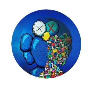 ASH052 Tin Ashtray 5.5″x5.5″ Blue KAWS
