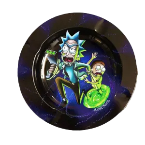 ASH054 Tin Ashtray 5.5″x5.5″ Rick and Morty with Gun