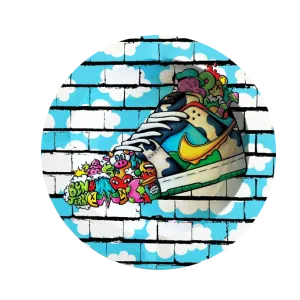 ASH058 Tin Ashtray 5.5″x5.5″  Nike Sneaker Blue Brick Wall