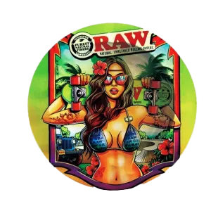 ASH059 Tin Ashtray 5.5″x5.5″ Raw Bikini Girl