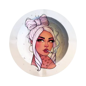 ASH062 Tin Ashtray 5.5″x5.5″ Get Lost Girl Blonde Smoking