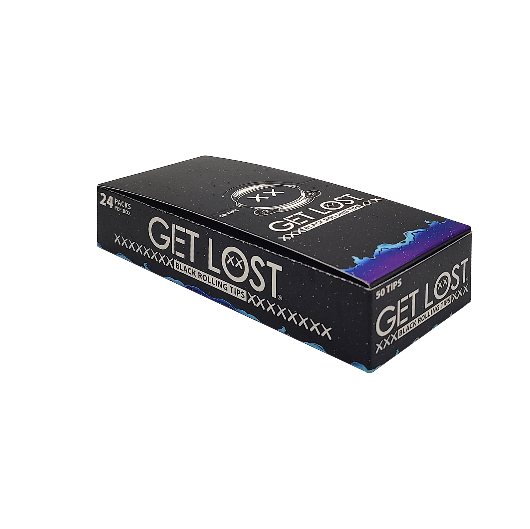 BFTP-007 – Get Lost Black Rolling Filter Tip Pack (50 Tips Per Pack) (24 Booklets Per Display Box)