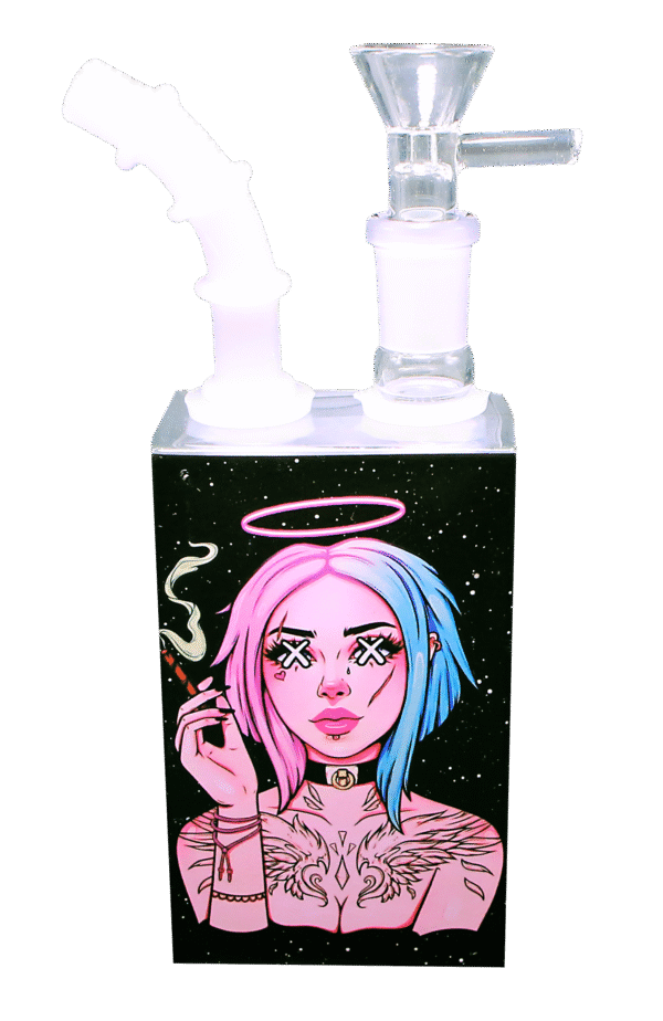 JB-001 Get Lost Glass Juice Box Pipe (Angel Girl) - Image 3