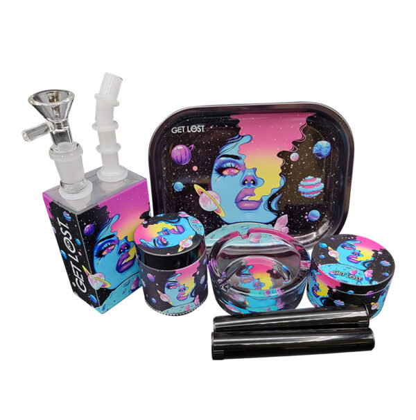 JB-GS-014 Get Lost Juice Box Gift Set 7 In 1 (Galaxy Blue Girl Smoking)