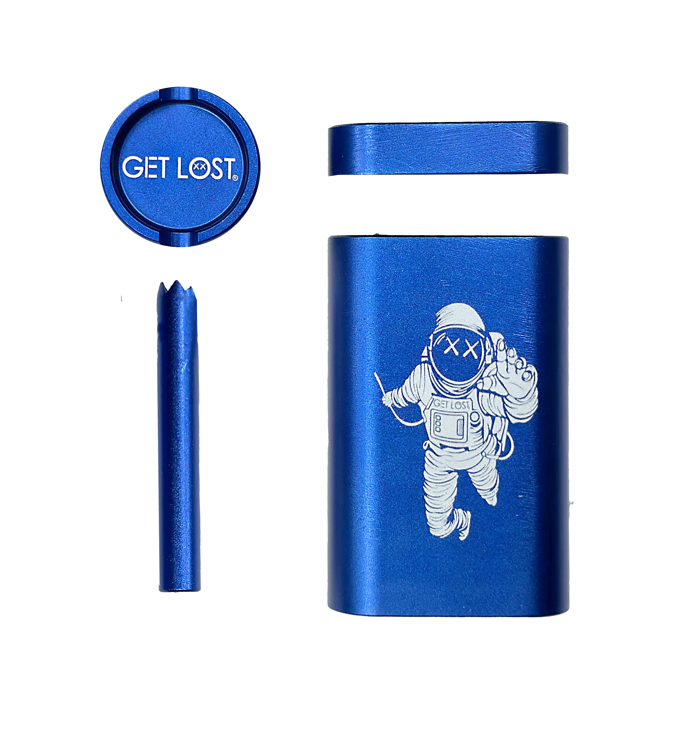 MDG-BLU-001 – Get Lost Aluminum Dugout Grinder (Blue)