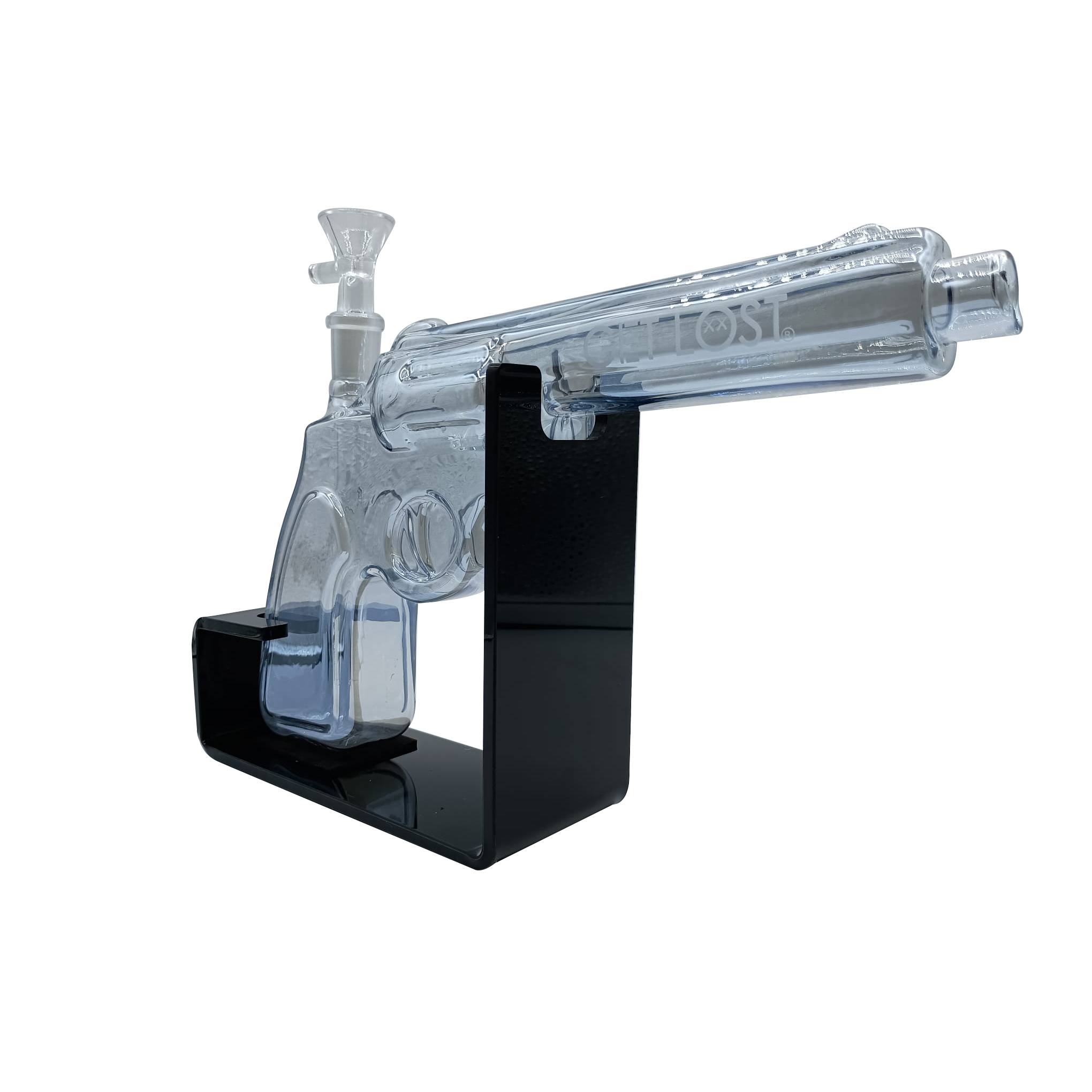 PG-CBLK-001 Get Lost Pistol Gun Glass Water Pipe (Clear Black) - Image 8