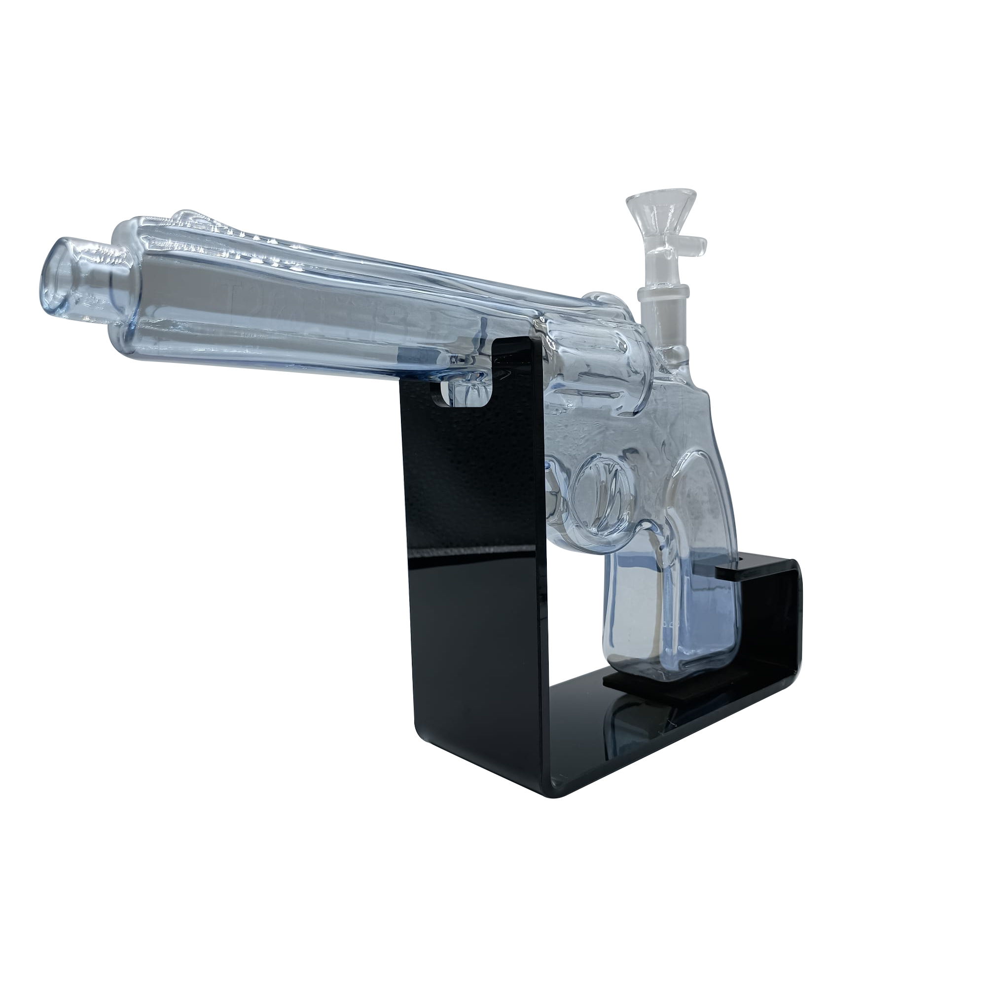PG-CBLK-001 Get Lost Pistol Gun Glass Water Pipe (Clear Black) - Image 7