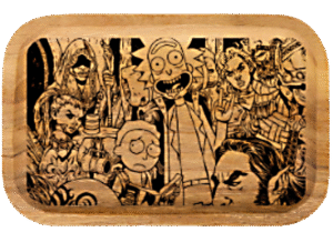 WT013_Wooden Tray – Rick and Morty Gang 11″x7″x1″