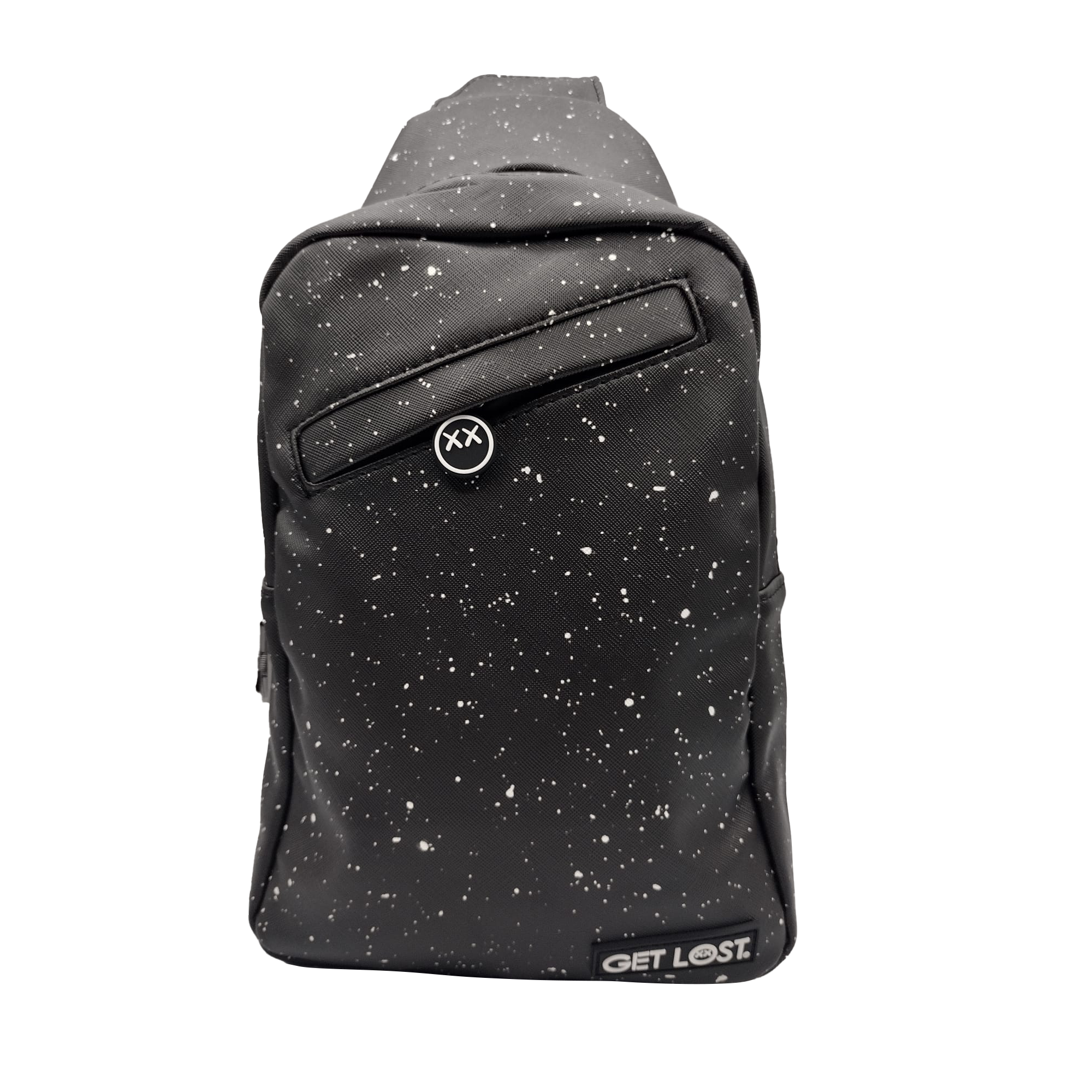 SB-SL-012 Get Lost – Premium Saffiano Leather Shoulder Bag (Black Galaxy)