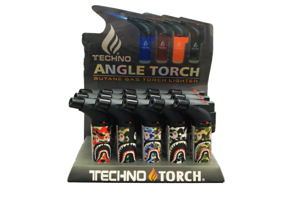 00139-BP Angle Regular Torch Lighters - (15 Count) Bape Face