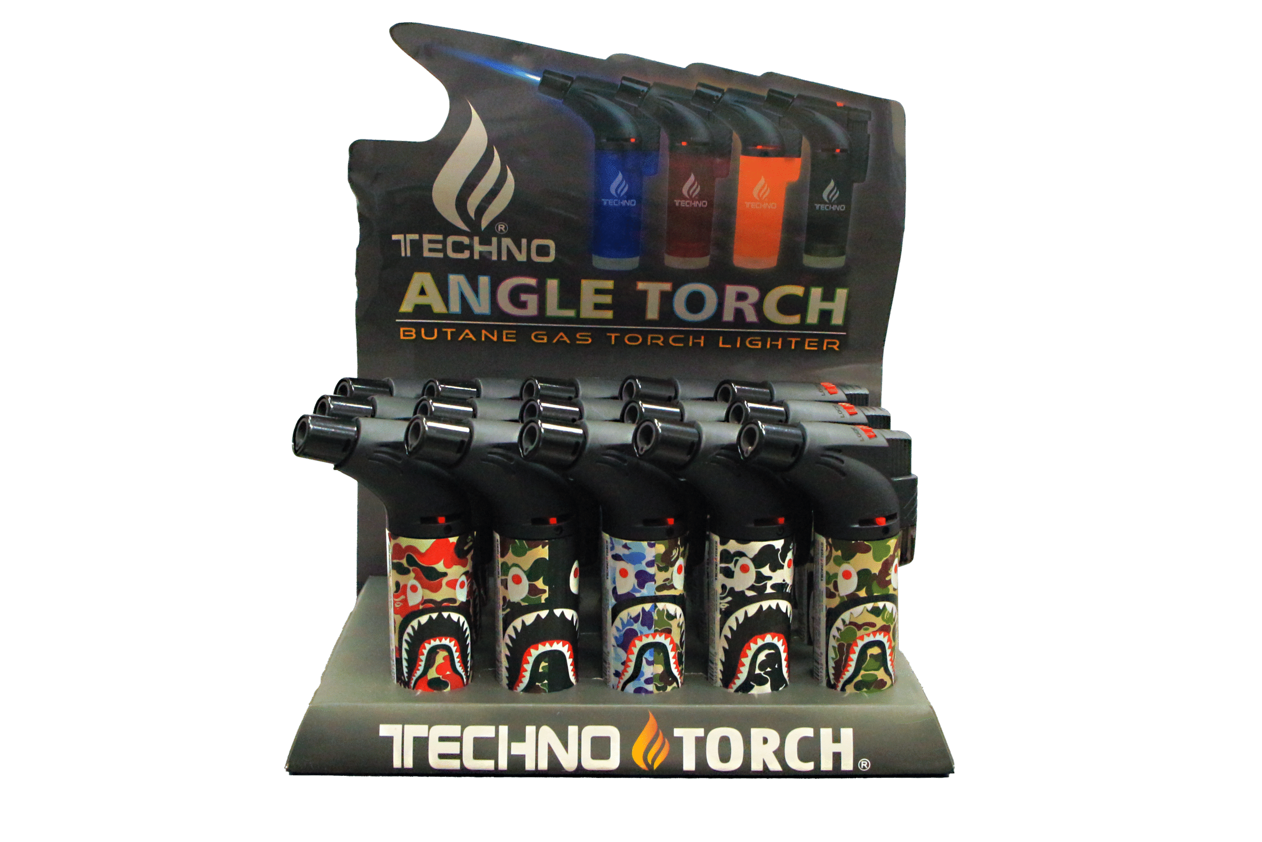 00139-BP Angle Regular Torch Lighters – (15 Count) Bape Face