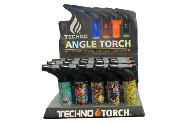 00139-DD1 Angle Regular Torch Lighters - (15 Count) Assorted Cartoons