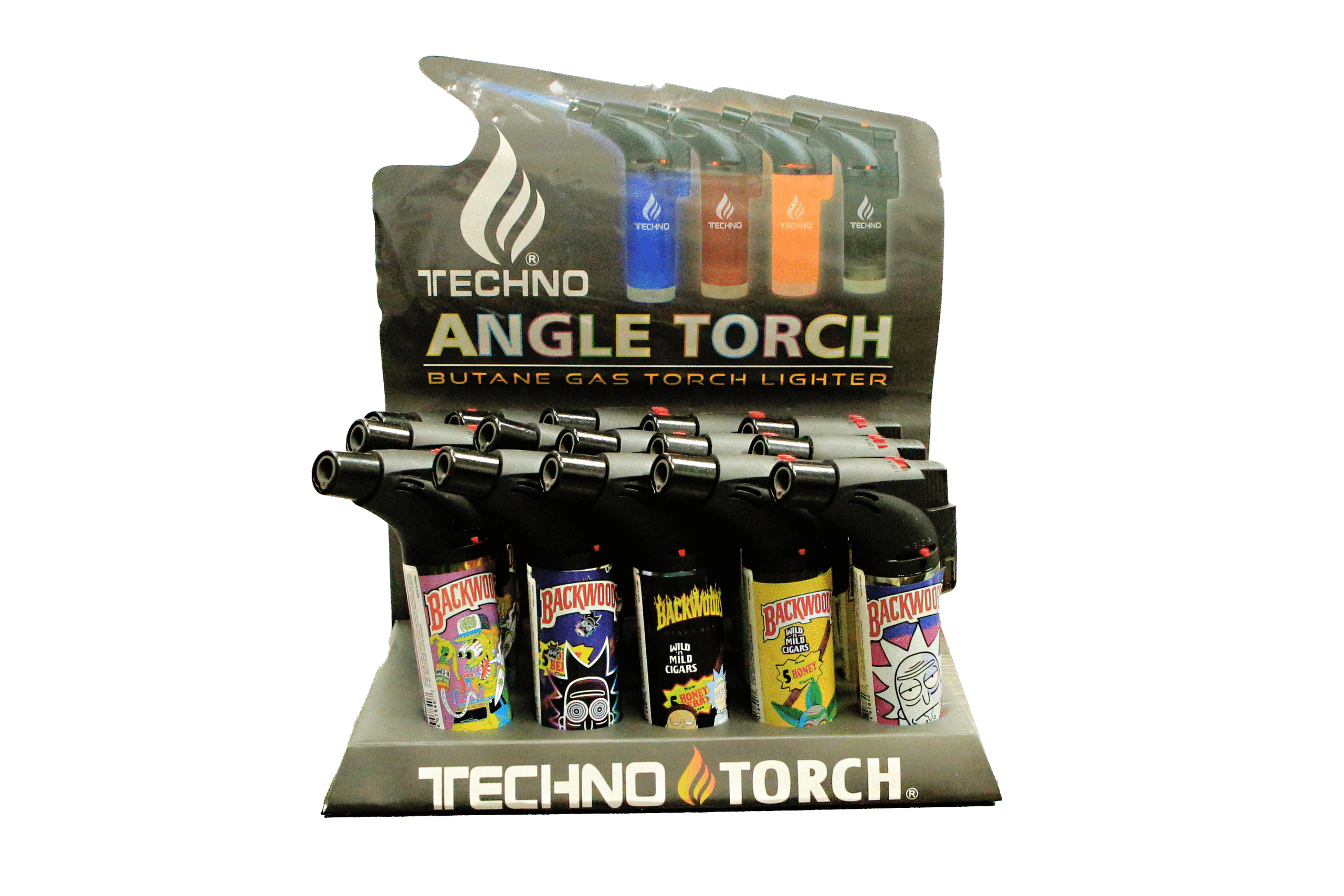 00139-MXBC Angle Regular Torch Lighters – (15 Count) Backwoods Rick and Morty