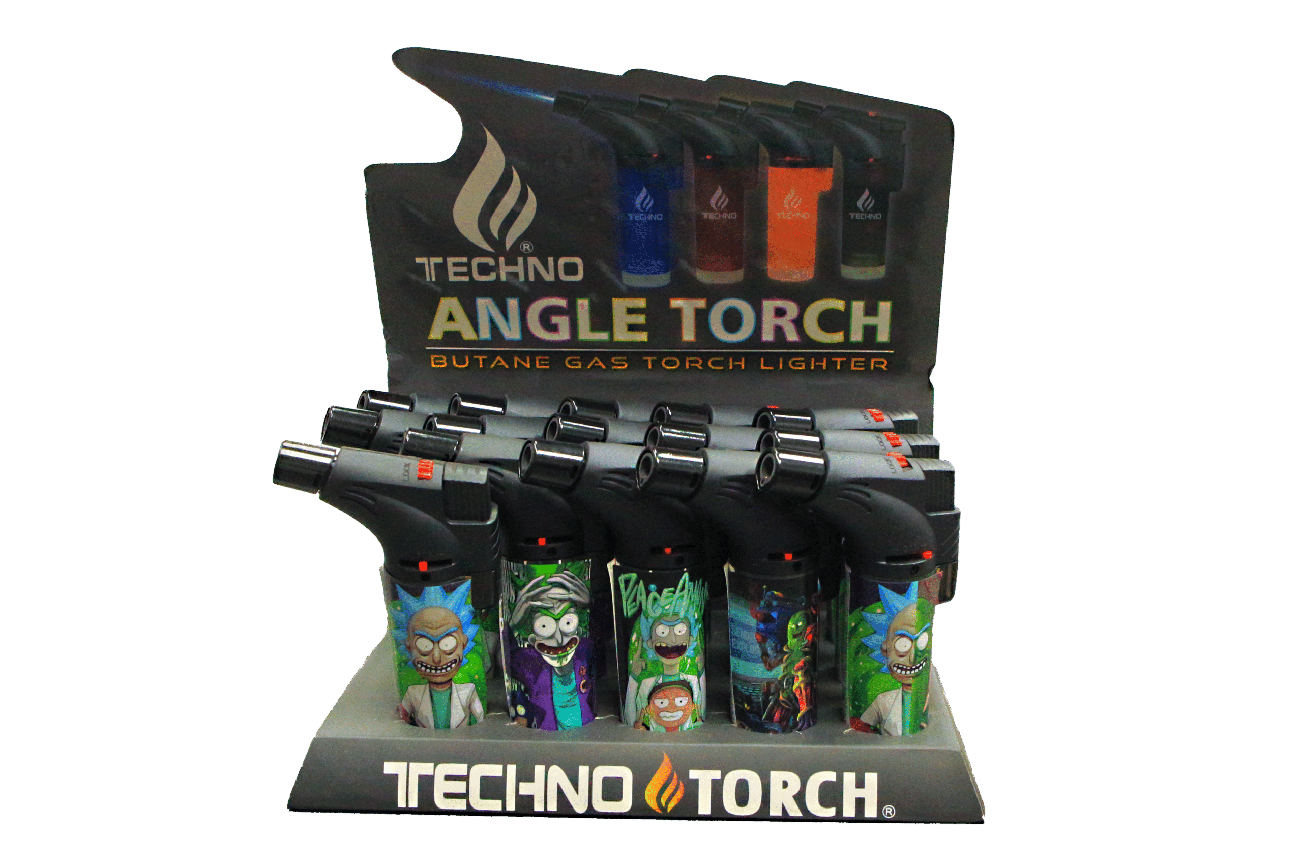 00139-RM4 Angle Regular Torch Lighters – (15 Count) Mr Pickles X Rick