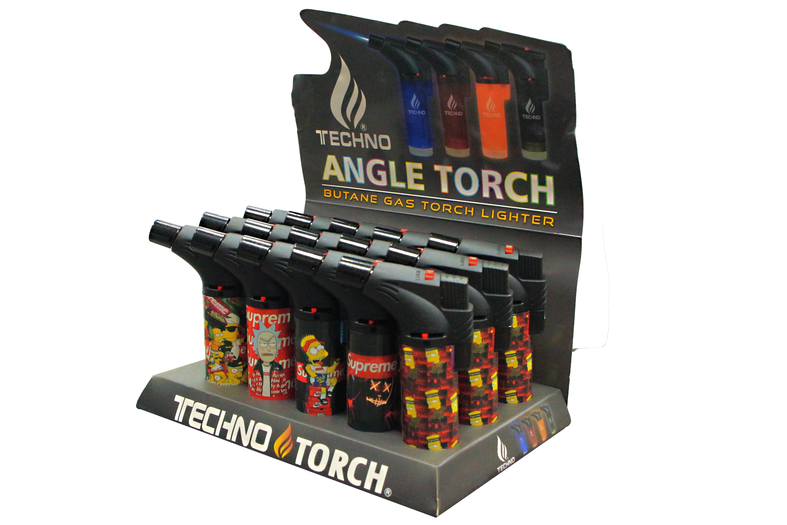 00139-SUPR2 Angle Regular Torch Lighters - (15 Count) Supreme Bart & Rick - Image 2