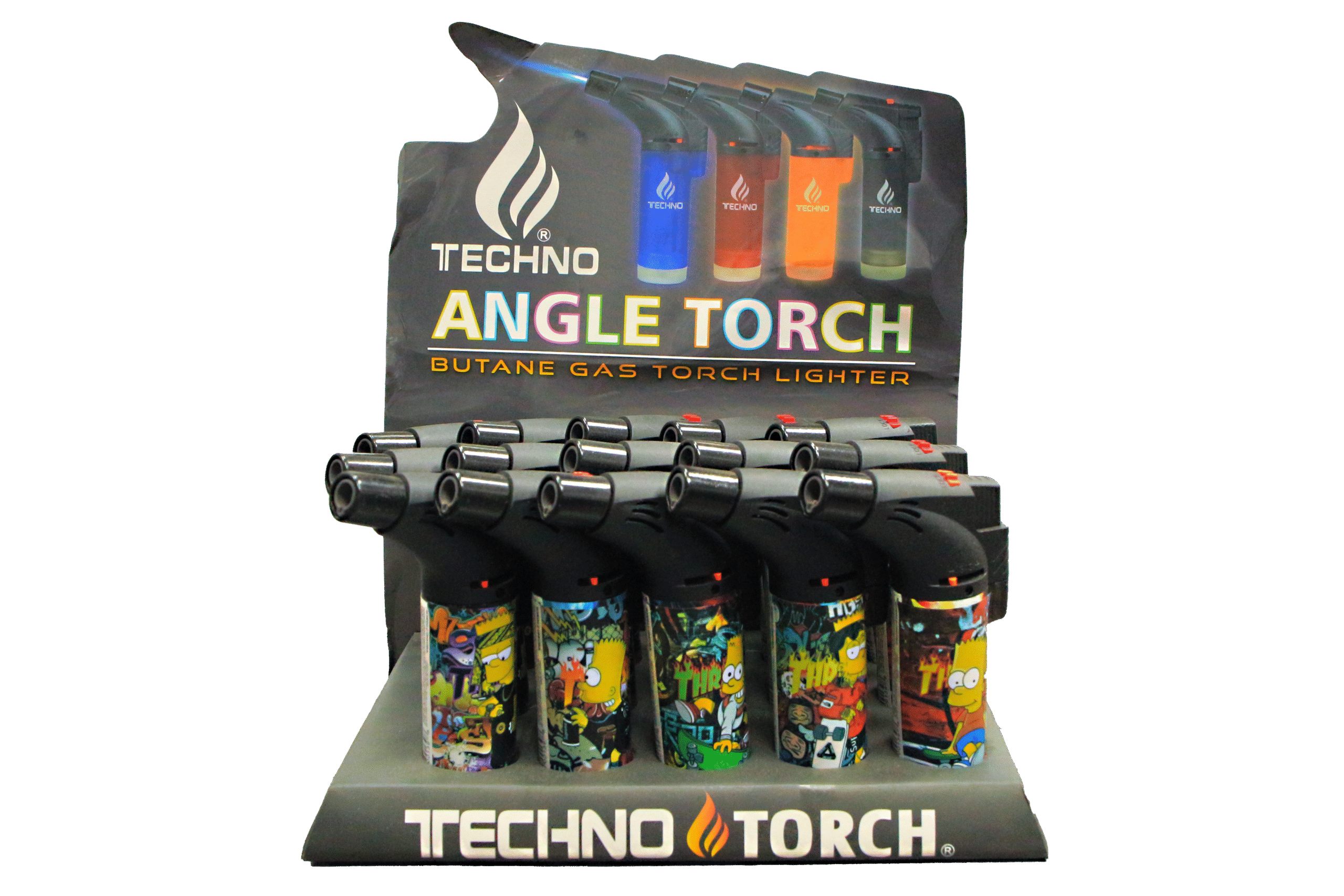 00139-THSI1 Angle Regular Torch Lighters – (15 Count) Bart Simpson THR