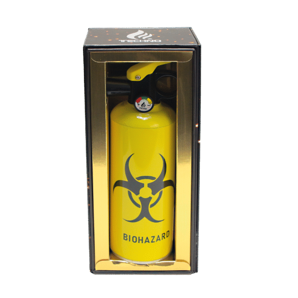 19020-BHY Yellow Biohazard – 8.5" Fire Extinguisher Torch Lighter in Gift Box