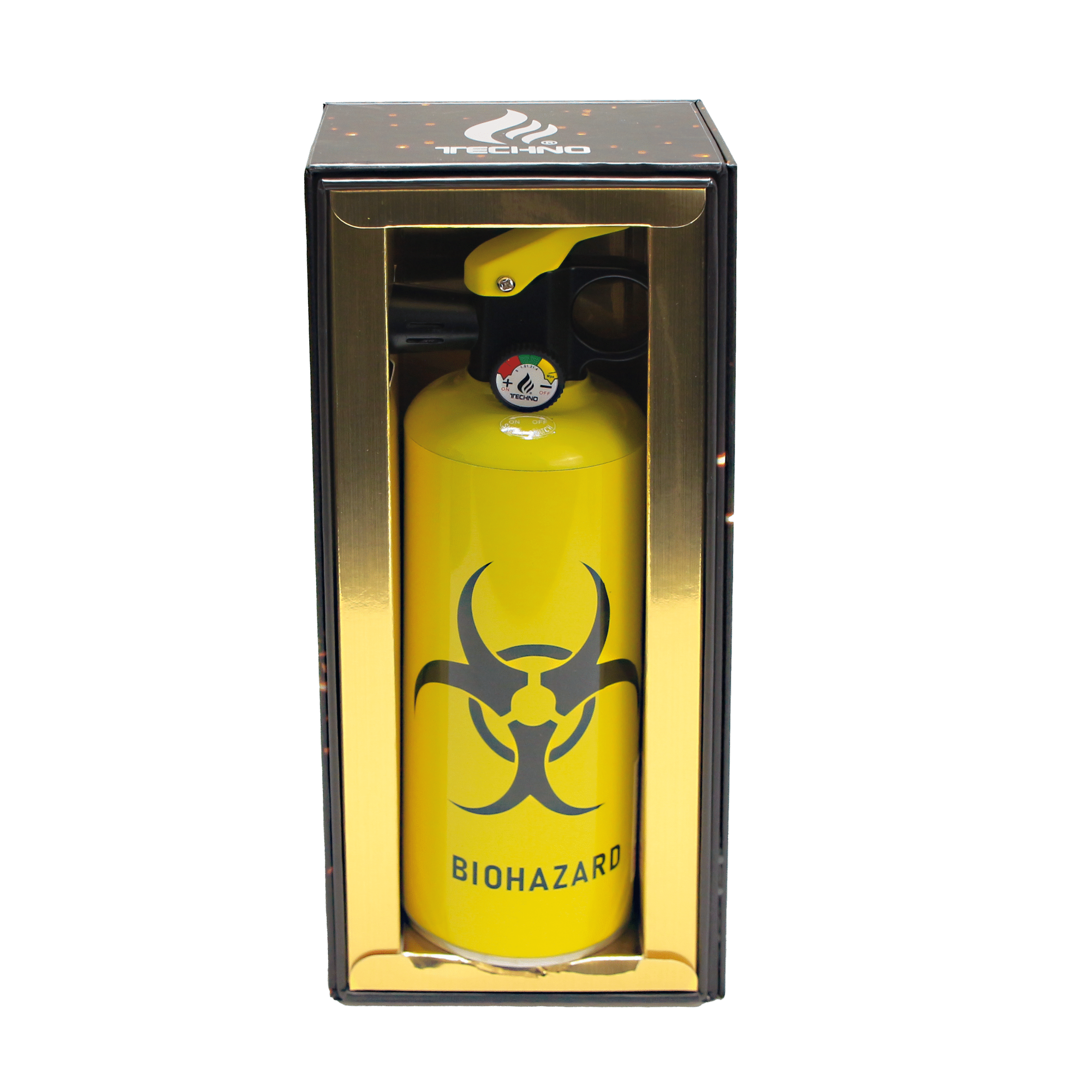 19020-BHY Yellow Biohazard – 8.5″ Fire Extinguisher Torch Lighter in Gift Box