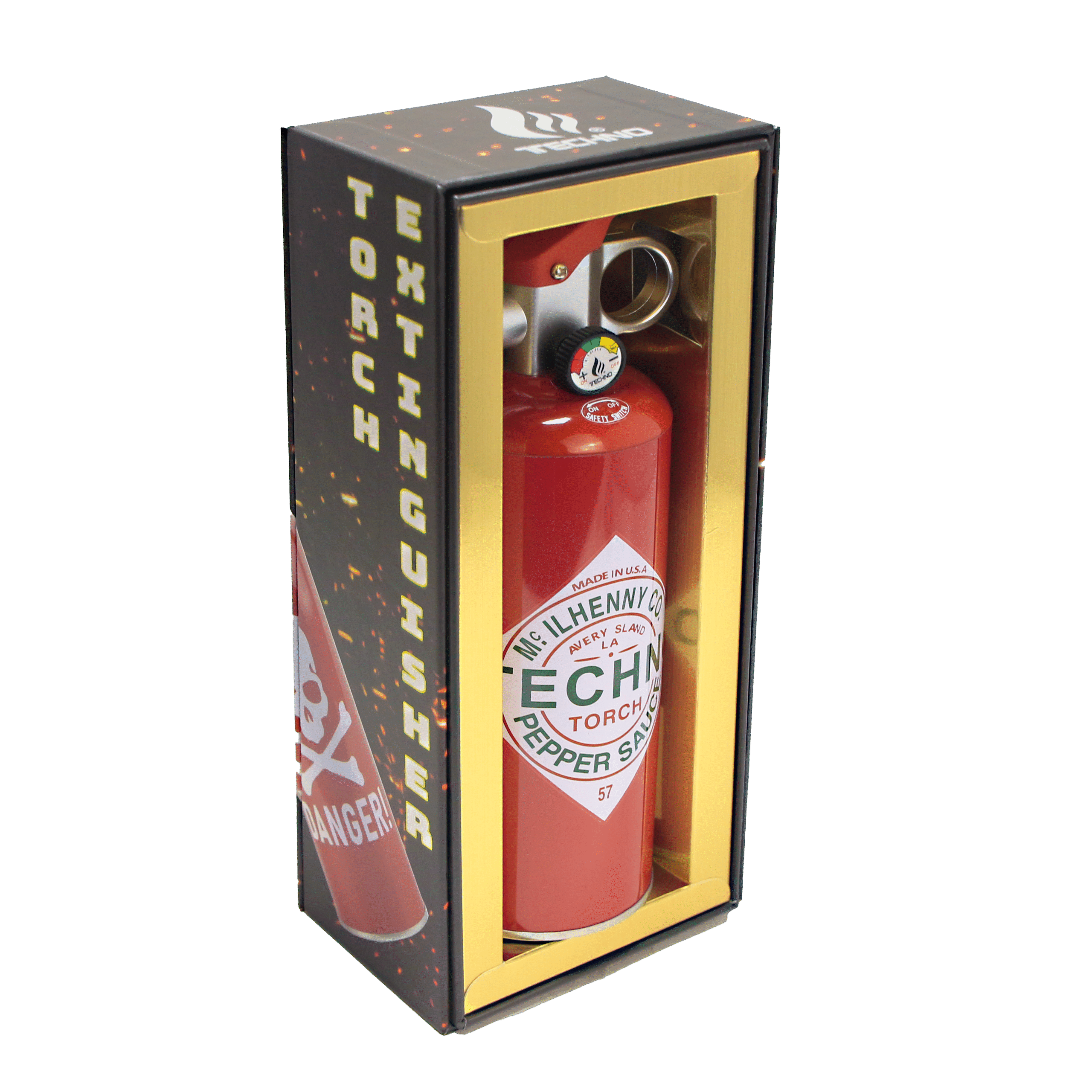19020-TOB Tobasco Techno Pepper – 8.5" Fire Extinguisher Torch Lighter in Gift Box - Image 2