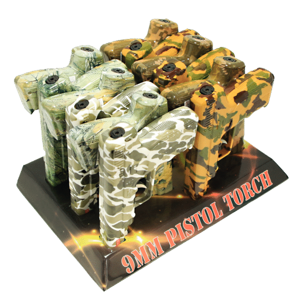 19025C Camouflage 6in 9MM Pistol Torch Lighter Display - (12 Count) - Image 4