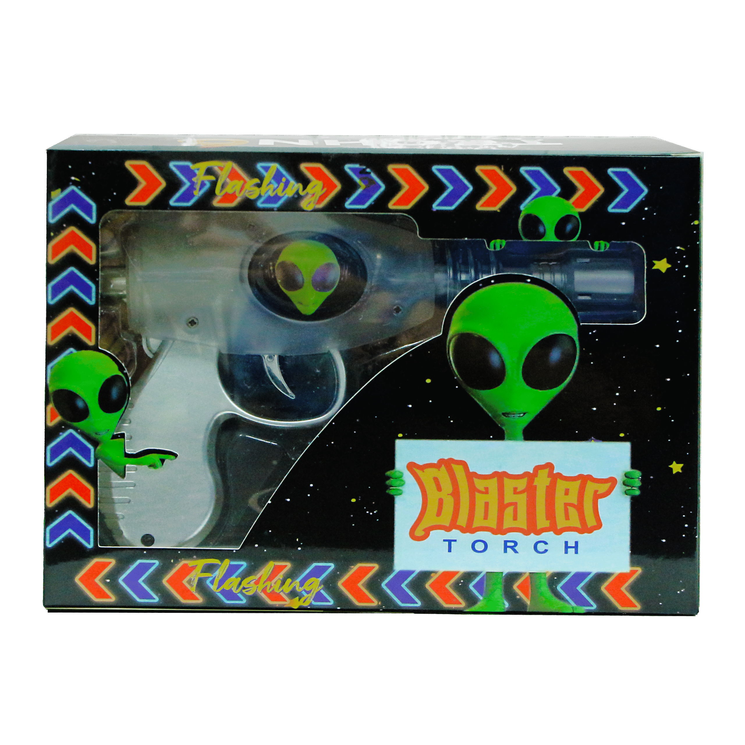 19029-FL6 Alien Blaster Torch Lighter With Fluorescent Light (Alien Face) Clear Gun (1Pc)