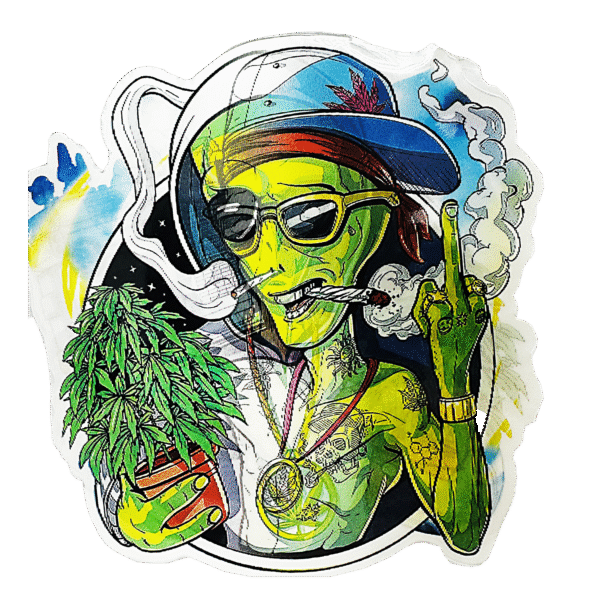 3D3DK042 Alien Middle Finger Sticker