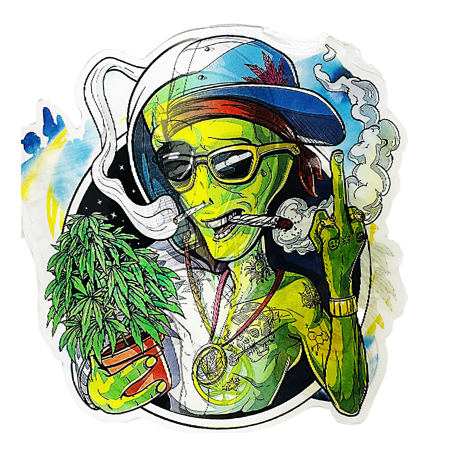 3D3DK042 Alien Middle Finger Sticker