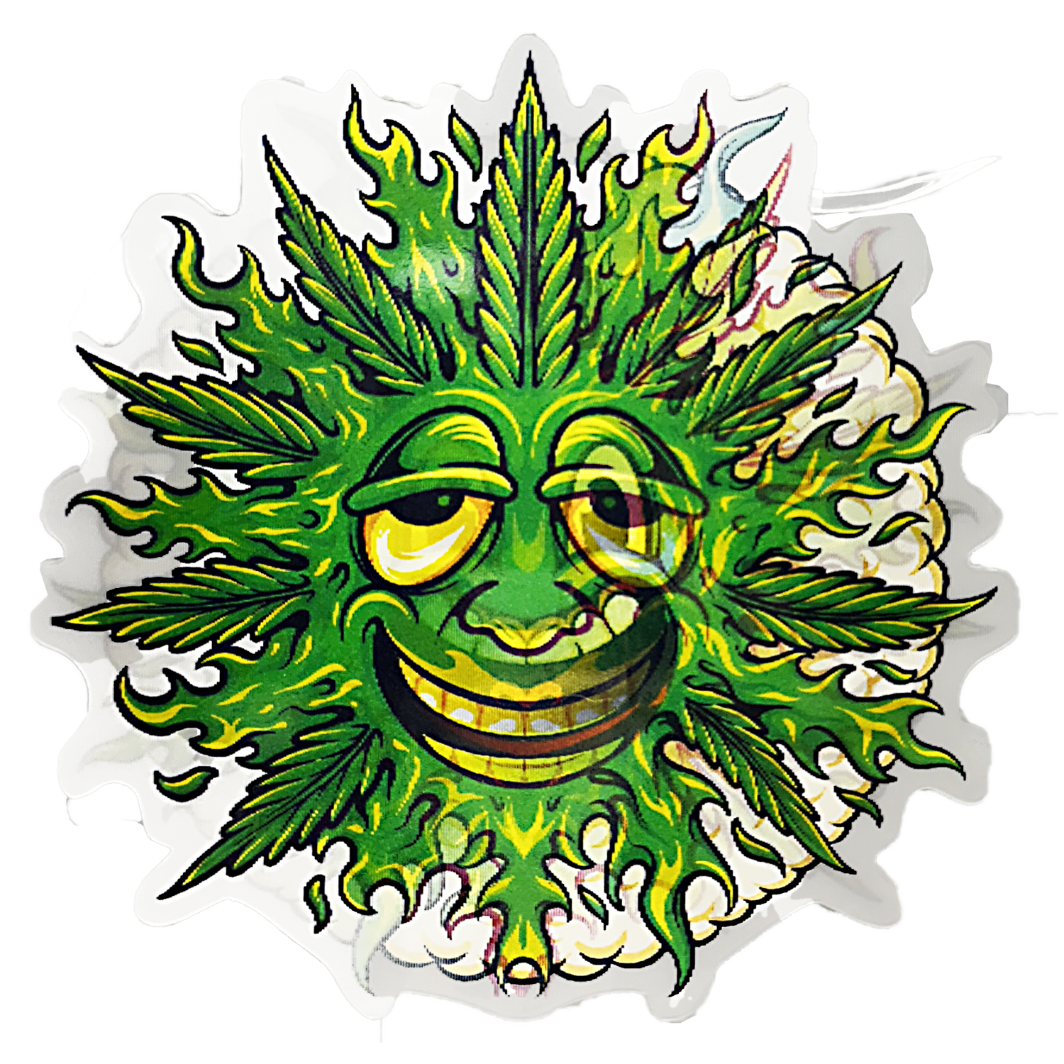 3D3DK055 Smiling Weed Leaf Sticker