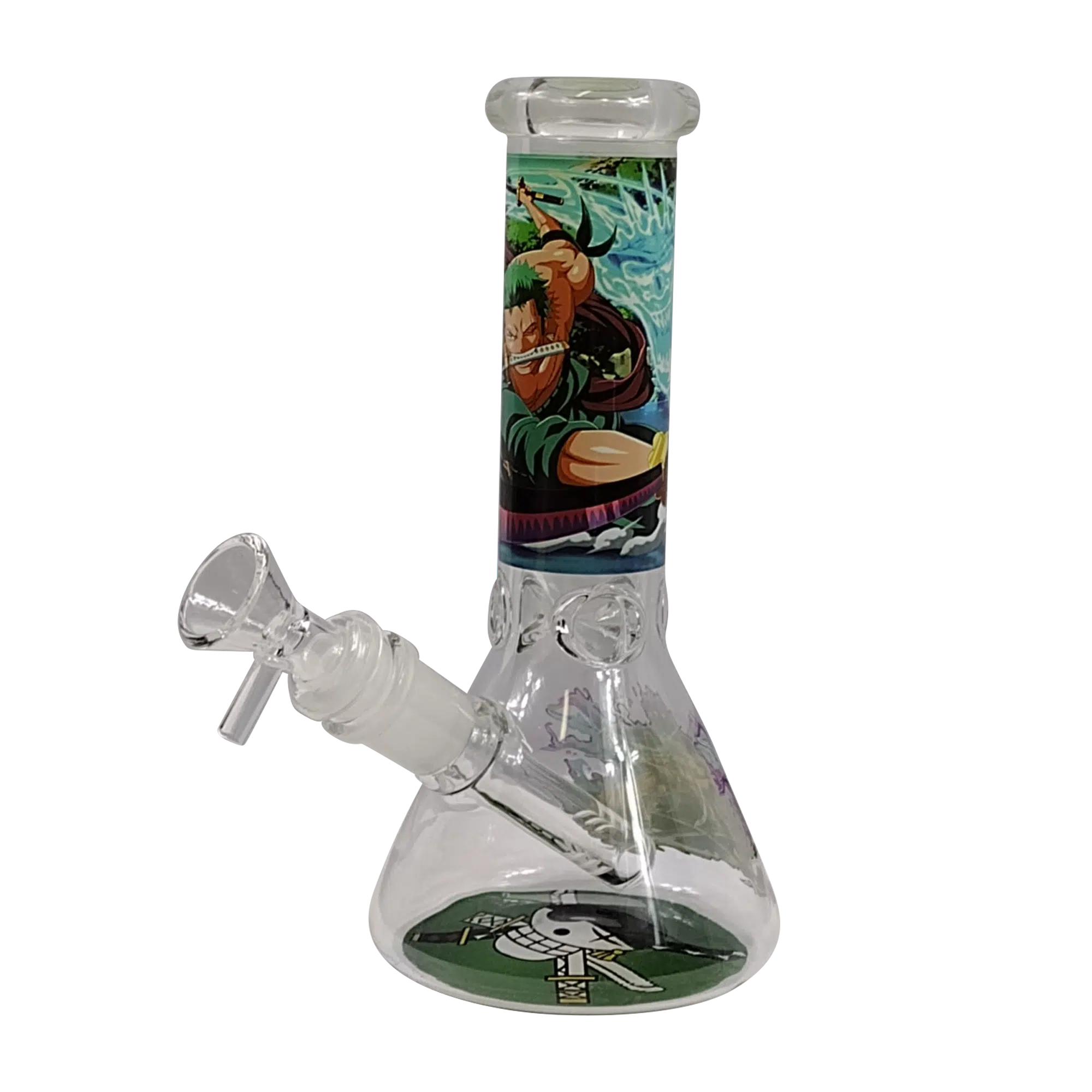 8IB004 – 8-Inch Borosilicate Glass Beaker Water Pipe (Anime Roronoa Zoro)