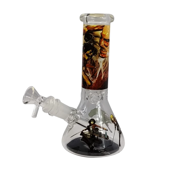 8IB008 - 8-Inch Borosilicate Glass Beaker Water Pipe (Anime Attack on Titan - Mikasa Ackerman)