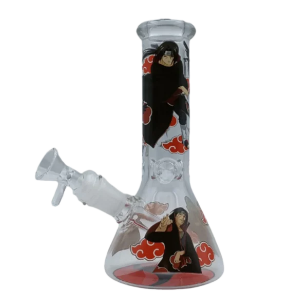 8IB015 - 8-Inch Borosilicate Glass Beaker Water Pipe (Anime Japanese Itachi Uchiha)