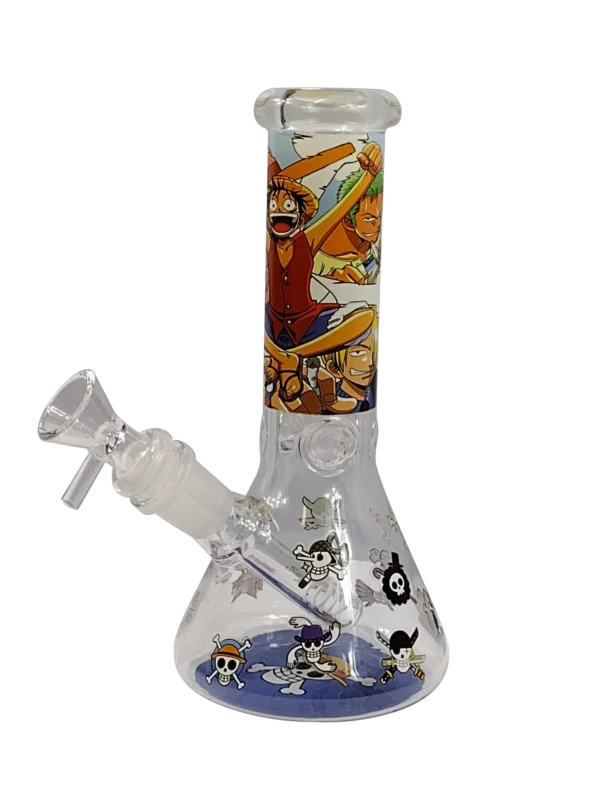 8IB018 - 8-Inch Borosilicate Glass Beaker Water Pipe (Anime One Piece - Monkey D Luffy)