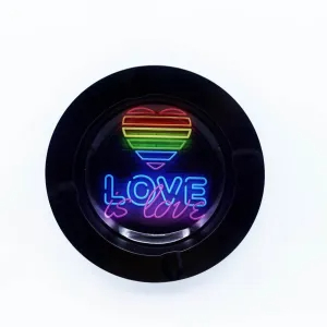 ASH088 Tin Ashtray 5.5″x5.5″ Love Rainbow Heart