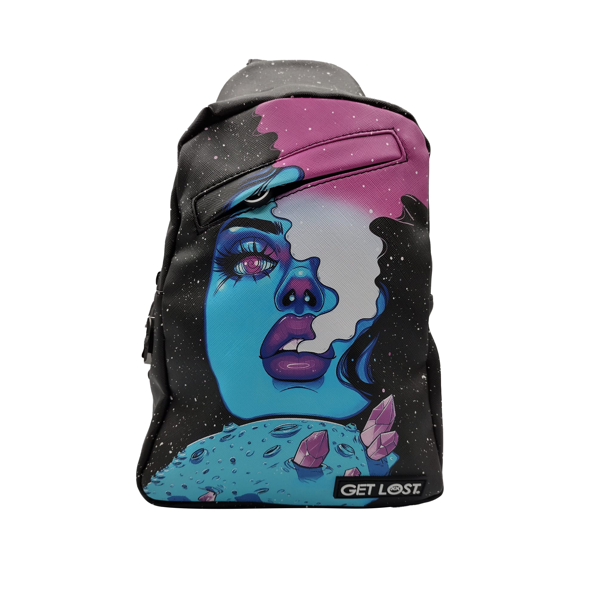 BP-SL-002 Premium Saffiano Smell Proof Backpack (Galaxy Blue Girl Smoking) - Image 2