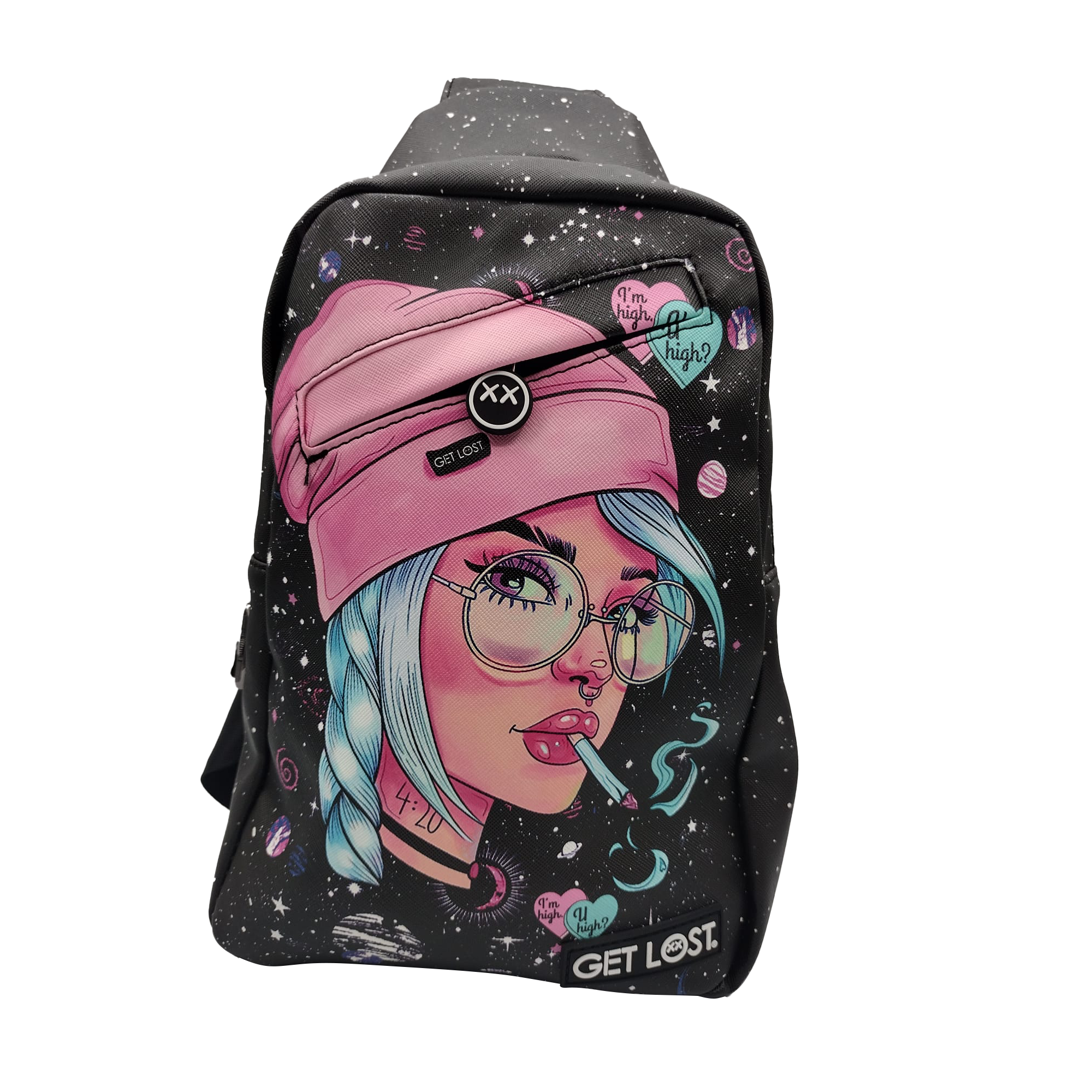 BP-SL-004 Premium Saffiano Smell Proof Backpack (Pink Hat Girl)