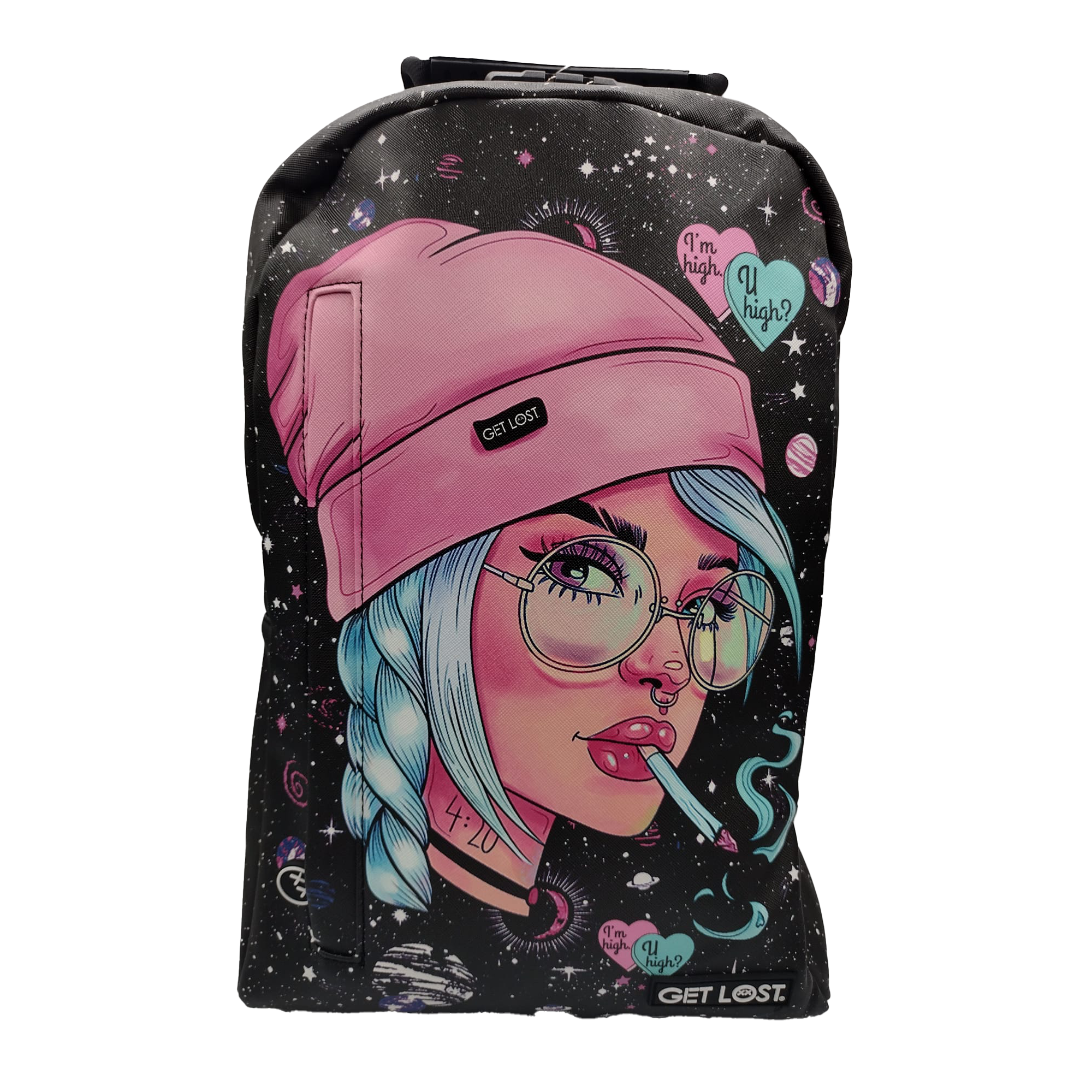 BP-SL-004 Premium Saffiano Smell Proof Backpack (Pink Hat Girl) - Image 2