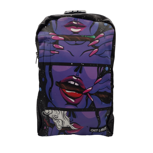 BP-SL-006 Premium Saffiano Smell Proof Backpack (Purple Girl Rolling) - Image 2
