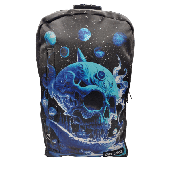 BP-SL-011 Premium Saffiano Smell Proof Backpack (Blue Lost Skull)
