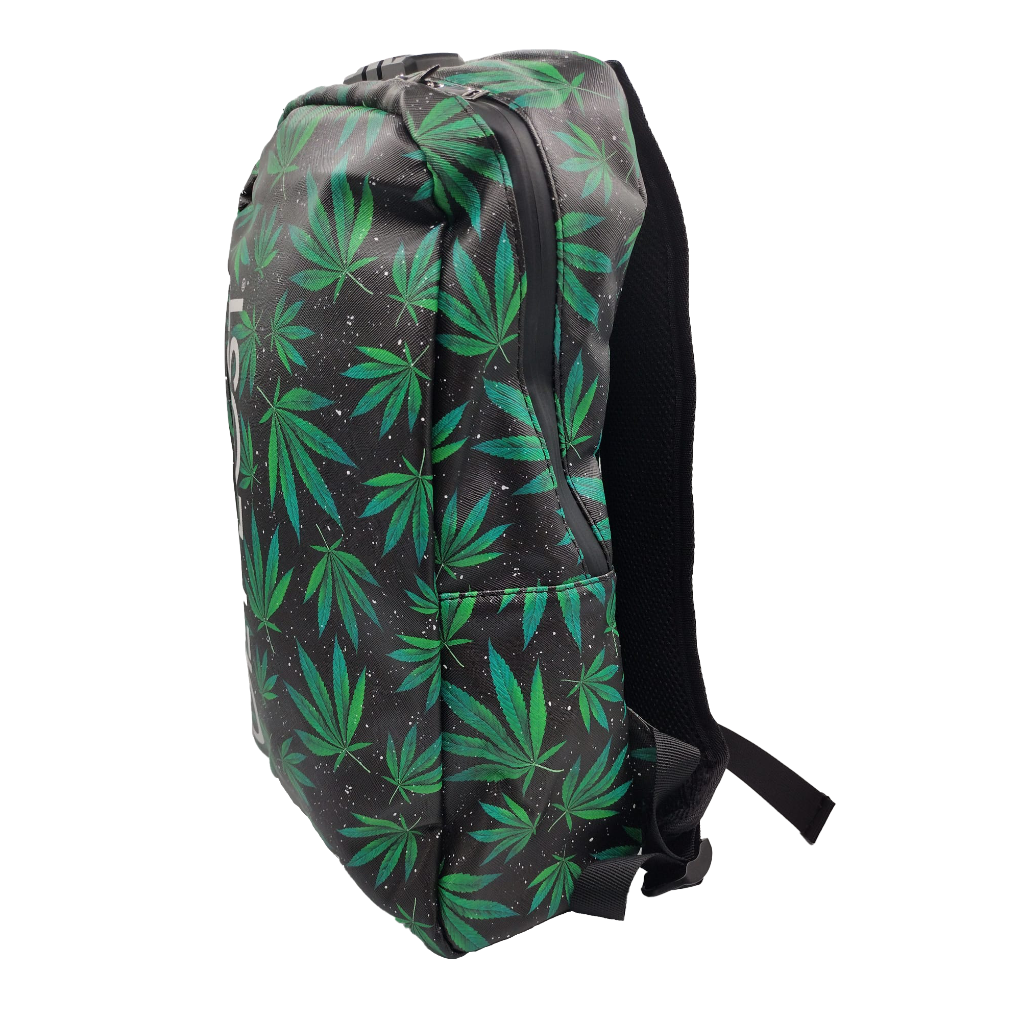 BP-SL-016 Premium Saffiano Smell Proof Backpack (Green Leaves) - Image 2