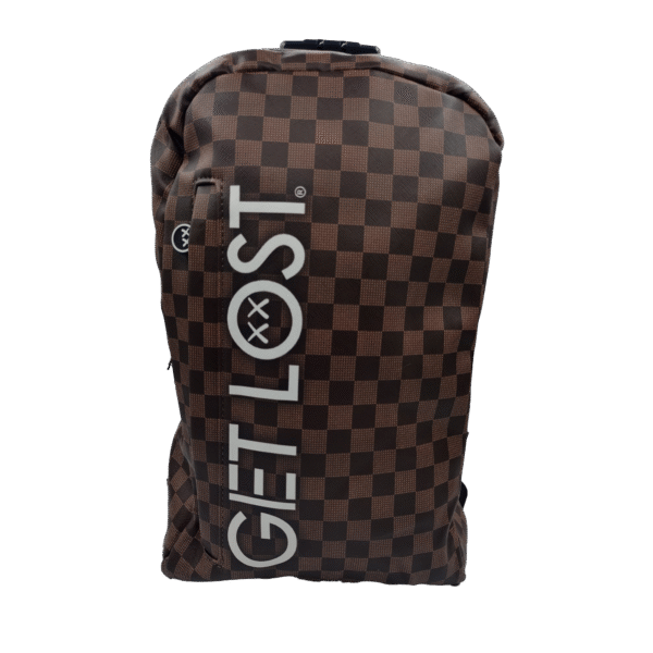 BP-SL-019 Premium Saffiano Smell Proof Backpack (Brown Squares)