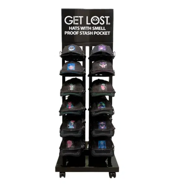 CAP-DY-001 GET LOST® Cap Display Rack – Smell-Proof Hat Collection Showcase