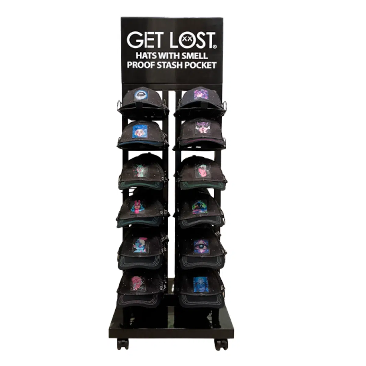 CAP-DY-001 GET LOST® Cap Display Rack – Smell-Proof Hat Collection Showcase